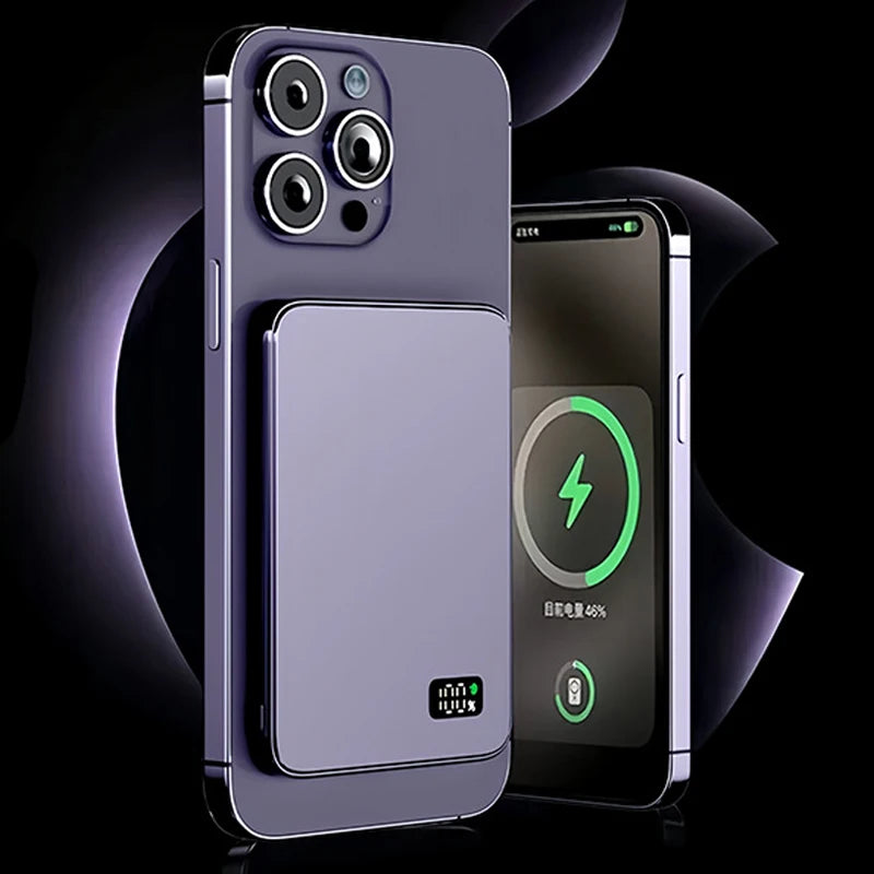Portable External Magnetic Magsafe Thin Wireless Power Bank Charger for iPhone, Android and iwatch Airpods