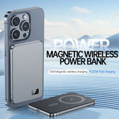 Portable External Magnetic Magsafe Thin Wireless Power Bank Charger for iPhone, Android and iwatch Airpods